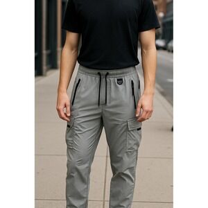 Athletex Performance Gray Cargo Jogger Pants Water Resistant Mens XL Drawstring